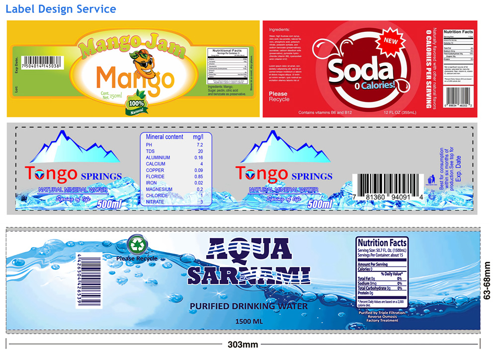 500ml PET bottled pure water label design.jpg