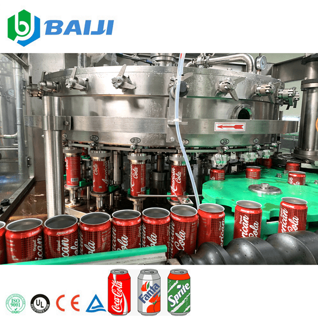 Automatic Carbonated Soft Drink Beverage Aluminum Can Filling Sealing Canning Plant Machine Line