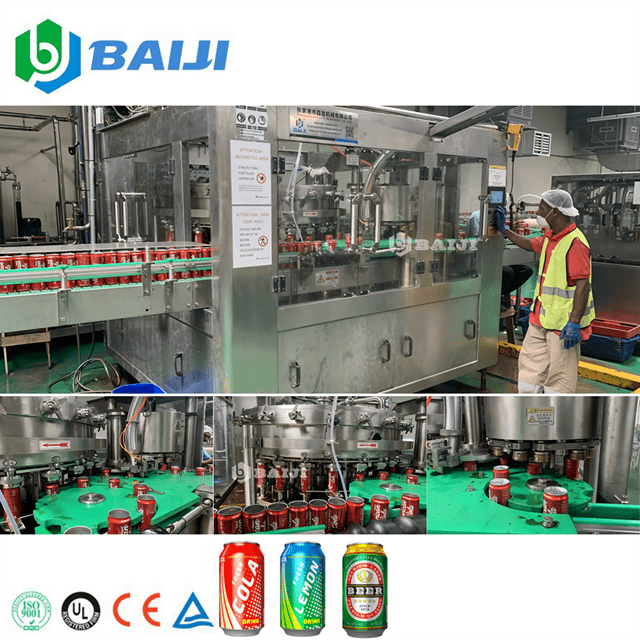 Automatic Aluminum Can Carbonated Soft Drink Beverage Filling Seaming Line Machine