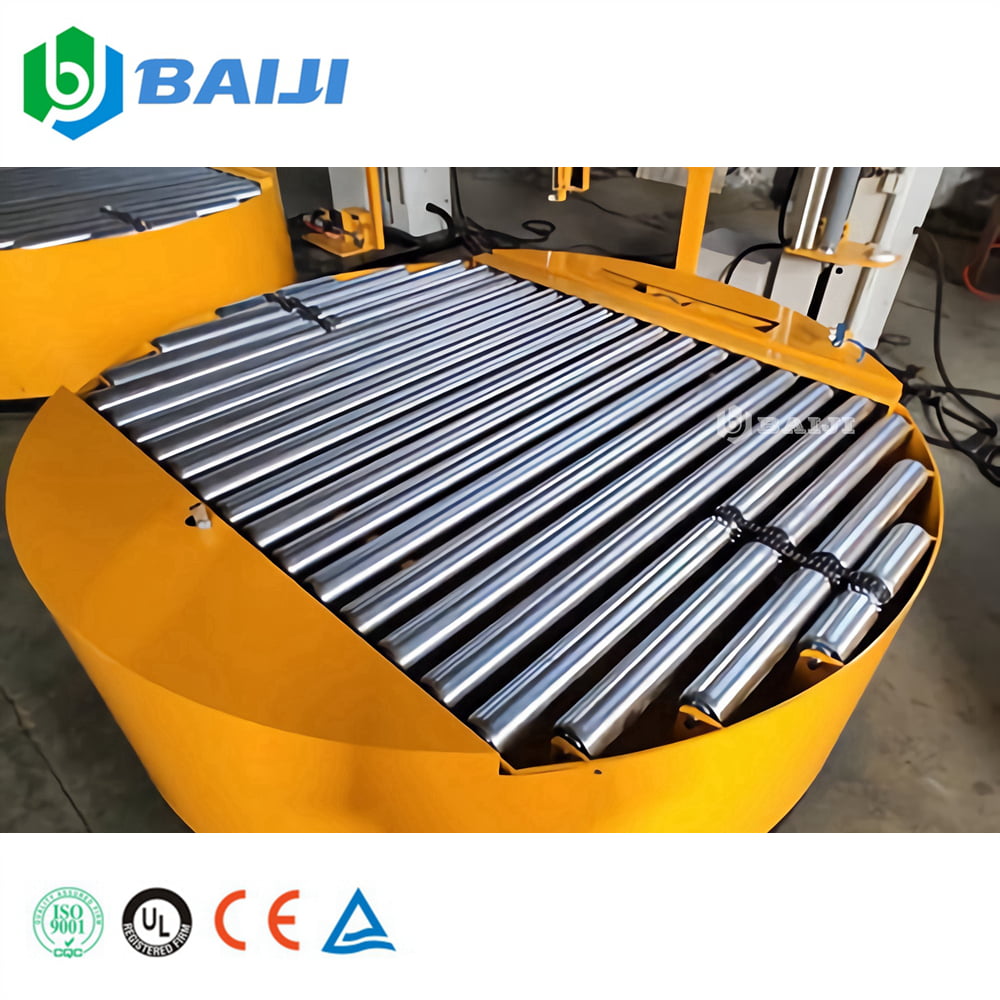 Fully Automatic Online Turntable Pallet Wrapping Machine With Conveyor